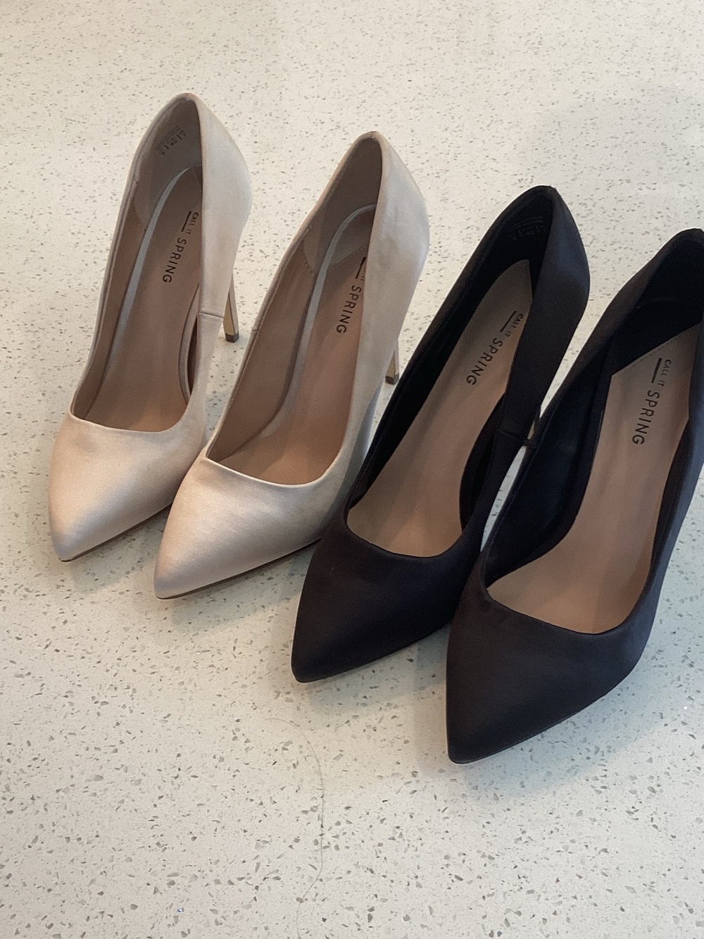 Call It Spring Pointed Toe Stiletto Pumps in Cream and Black